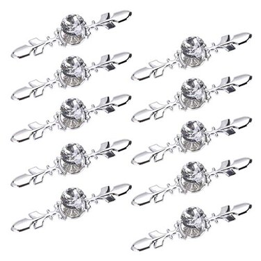Sumnacon Drawer Dresser Knobs Pull Handles Crystal Glass Diamond Decorative Knobs with Plate Cabinet Cupboard Door Knobs with Screws for Kitchen Bathroom Office Decoration Pack of 10