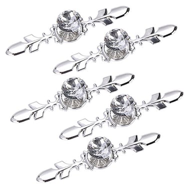 Sumnacon Drawer Dresser Knobs Pull Handles Crystal Glass Diamond Decorative Knobs with Plate Cabinet Cupboard Door Knobs with Screws for Kitchen Bathroom Office Decoration Pack of 5