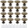 Moicstiy 16Pcs Antique Bronze Kitchen Cabinet Knobs Handle Pulls 30mm Vintage Round Drawer Knob Pulls for Dresser Cupboard Bathroom