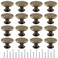Moicstiy 16Pcs Antique Bronze Kitchen Cabinet Knobs Handle Pulls 30mm Vintage Round Drawer Knob Pulls for Dresser Cupboard Bathroom