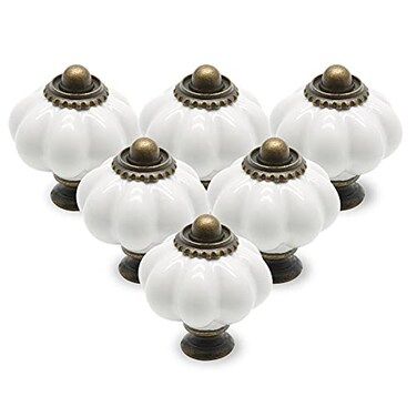 Seimneire 12pcs White Vintage Ceramic Cabinet Knobs Dresser Drawer Door Pulls with Mounting Screws