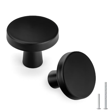 goldenwarm 20 Pack Matte Black Cabinet Knobs for Kitchen Hardware Handles Round Dresser Drawer Knob for Closet Bifold Modern Cabinets Pulls127 Inch