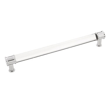 Hickory Hardware 1 Pack Solid Core Kitchen Cabinet Pulls Luxury Cabinet Handles Hardware for Doors Dresser Drawers 81316 Inch 224mm Hole Center Crysacrylic with Chrome Midway Collection