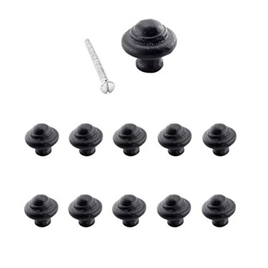 Renovators Supply Manufacturing Black Wrought Iron Cabinet Knobs Colonial Design Pack of 10