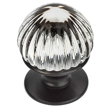 Cosmas 5 Pack 6812ORBC Oil Rubbed Bronze Cabinet Hardware Round Knob with Clear Glass 78 Diameter