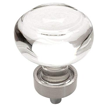 Cosmas 10 Pack 6355SNC Satin Nickel Cabinet Hardware Round Knob with Clear Glass 138 Diameter