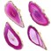 mookaitedecor Set of 4 Gold Plated Agate Slice Drawer Knobs Geode Stone Pull Handles Decorative Dresser Wardrobe Kitchen Cabinet Fuchsia