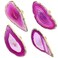 mookaitedecor Set of 4 Gold Plated Agate Slice Drawer Knobs Geode Stone Pull Handles Decorative Dresser Wardrobe Kitchen Cabinet Fuchsia