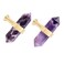 mookaitedecor Set of 2 Amethyst Double Crystal Points Drawer Knobs with Screws Decorative Stone Cabinet Handle Pulls for Dresser Cupboard Kitchen Decor Brushed Brass