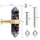 mookaitedecor Set of 2 Amethyst Double Crystal Points Drawer Knobs with Screws Decorative Stone Cabinet Handle Pulls for Dresser Cupboard Kitchen Decor Brushed Brass
