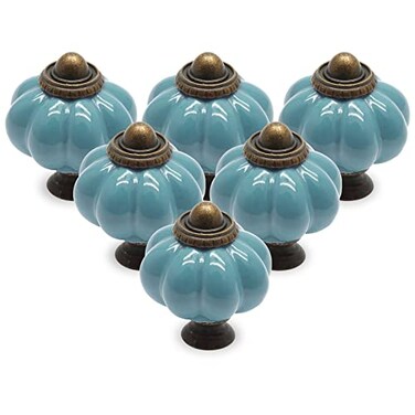 Seimneire 12pcs Celadon Pumpkin Knobs Vintage Ceramic Cabinet Knobs Dresser Drawer Door Knobs Drawer Pulls Dresser Handles with Mounting Screws
