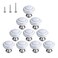 HUAMULAN 10 Pack Ceramic Knob White Silver Dresser Kitchen Round Cabinet PullsZinc Alloy Base Cupboard Wardrobe Drawer Door Handles3 Size Screws