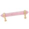 TUMBEELLUWA Double Crystal Points Cabinet Knob with Screws Stone Wand Brushed Brass Handle Pull for Cupboard Dresser Kitchen Office Decor Rose Quartz