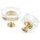 QOGRISUN 2 Pack Gold Cabinet Knobs 114 Round Clear Glass and Brass Drawer Knobs Modern Decorative Pulls for Kitchen Cupboard Dresser Bathroom Vanity Hardware