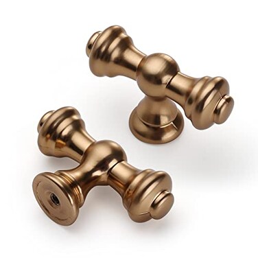 Asidrama 10 Pack Champagne Bronze Kitchen Cabinet Knobs Brushed Brass Gold Cabinet Hardware for Dresser Drawers