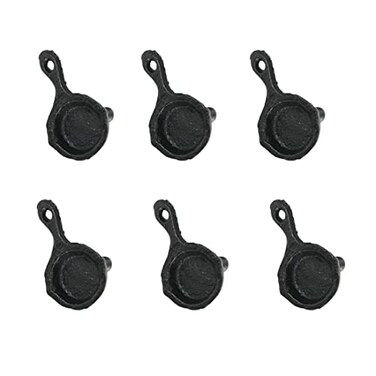 Zeckos Set of 6 Black Mini Cast Iron Skillet Drawer Pulls Decorative Kitchen Cabinet Knobs for Rustic Charm Simple Installation Each 225 Inches in Height
