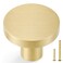 QOGRISUN 20 Pack Gold Cabinet Knobs Solid Brass Knobs for Dresser Drawers Brushed Brass Round Kitchen Hardware Heavy Duty 1 Inch Diameter