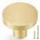 QOGRISUN 20 Pack Gold Cabinet Knobs Solid Brass Knobs for Dresser Drawers Brushed Brass Round Kitchen Hardware Heavy Duty 1 Inch Diameter