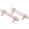 mookaitedecor Set of 2 Brushed Brass with Rose Quartz Crystal Drawer Knobs Kitchen Cabinet Handles Pulls Door Knobs for Dresser Cupboard Hardware 59 Inches
