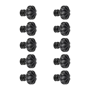 Renovators Supply Manufacturing Wrought Iron Floral Mission Cabinet Hardware Knobs Black 15 Dia Set of 10