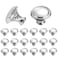 AUXBC 25 Pcs Round Drawer Knobs Silver Cabinet Pulls 30mm Single Hole Mushroom Style Metal for Drawer Closet Dresser Cupboard Wardrobe Door Kitchen with Screws