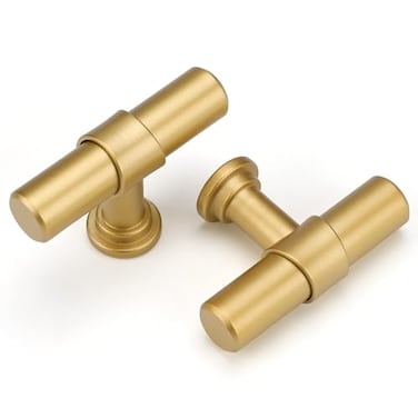 LONTAN 12 Pack Gold Cabinet Knobs Matte Gold Kitchen Cabinet Knobs for Dresser Drawers Brushed Gold Tbar Hardware for Dresser BathroomZinc Alloy Base