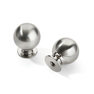 CABDM 10 Pack 1 Inch Vintage Ball Brushed Nickel Cabinet Knobs Kitchen Cabinet Hardware Satin Nickel Drawer Knobs Pulls for Drawers
