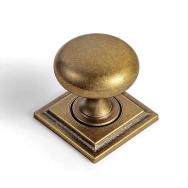 Goo-Ki GooKi Antique Brass Zinc Alloy Cabinet Knob with Backplate Single Hole Center Cabinet Pull Hardware for Bedroom Kitchen 6 Pack8611F32