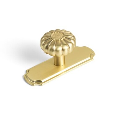 Yanxia Set of 6 Elegant Golden Bloom Brushed Brass Cabinet Knobs with Backplate Drawer Pulls for Kitchen Dresser Cabinet Hardware for Bedroom 114 Inches Diameter Handles