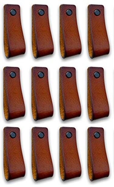 Brute Strength Leather Drawer Pulls Cognac 24 pcs 612 x 1 Leather Handle Dresser Pulls Cabinet Knobs