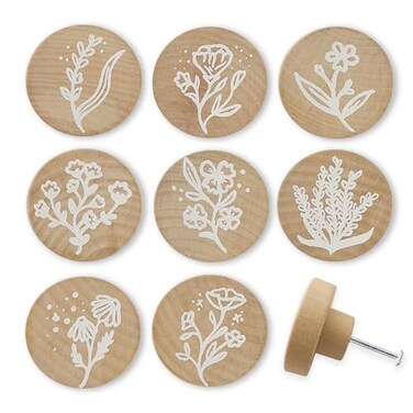 Lasyman 8Pack 18 Wood Dresser Boho Kitchen Furniture Drawer Cabinet Decorative Knobs and Pulls