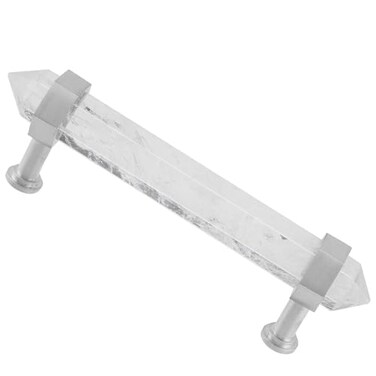 mookaitedecor Brushed Stainless Steel with Rock Quartz Double Crystal Points Drawer Pulls Cabinets Handles Door Knobs for Dresser Cupboard Kitchen Decor