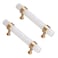 TUMBEELLUWA Pack of 2 Cylindrical Crystal Cabinet Knobs Polished Stone Pulls Brass Handles Hardware for Dresser Wardrobe Drawer Cupboard Rock Quartz