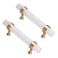 TUMBEELLUWA Pack of 2 Cylindrical Crystal Cabinet Knobs Polished Stone Pulls Brass Handles Hardware for Dresser Wardrobe Drawer Cupboard Rock Quartz