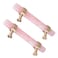 Rockcloud Pack of 2 Rose Quartz Crystal Stone Drawer Pulls Handle with Screws Brushed Brass Cabinet Knobs Hardware Accessories for Kitchen Dresser Cupboard Home Decoration