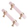 TUMBEELLUWA Pack of 2 Cylindrical Crystal Cabinet Knobs Polished Stone Pulls Brass Handles Hardware for Dresser Wardrobe Drawer Cupboard Rose Quartz