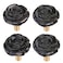 mookaitedecor Set of 4 Natural Black Obsidian Crystal Cabinet Knobs with Screws Decorative Floral Stone Drawer Pulls for Dresser Door Kitchen