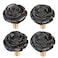 mookaitedecor Set of 4 Natural Black Obsidian Crystal Cabinet Knobs with Screws Decorative Floral Stone Drawer Pulls for Dresser Door Kitchen