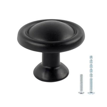 TamBee 114 Inch Cabinet Knobs 30 Pack Matte Black Round Drawer PullsAluminum Drawer Handles Door Hardware for Dresser Cabinets Kitchen Bedroom