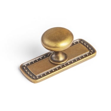 Goo-Ki GooKi Antique Brass Zinc Alloy Cabinet Knob with Backplate Single Hole Center Cabinet Pull Hardware for Bedroom Kitchen 6 Pack8611G018