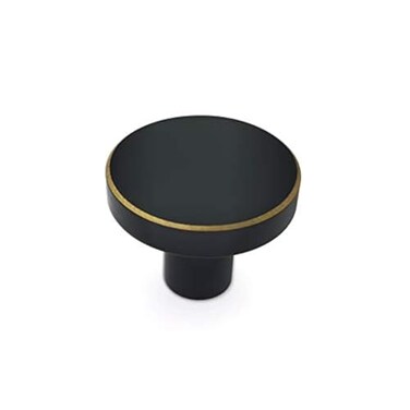 OUTAKU Solid Brass Round Cabinet Drawer Knobs Black Furniture Dresser Pulls Kitchen Cupboard Door Knob Handles Modern 4Pack 25x20mm4