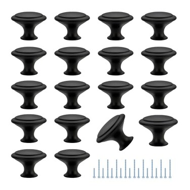 JOY DECOR 30 Pack Matte Black Cabinet Drawer Hardware 30mm Kitchen Cabinet Knobs Drawer Pulls with Installation Screws for Dressers Kitchens Cupboard