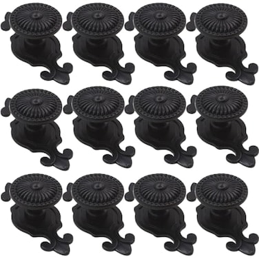 Kelier Antique Cabinet Knobs Vintage Retro Mushroom Drawer Knobs with Backplate Dresser Pull Handles for KitchenCupboardWardrobeCabinet BlackBackplate 12 Pieces