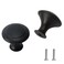 AUXBC 50 Pcs Round Black Cabinet Knobs 30mm Single Hole Mushroom Drawer Handle Pulls Metal for Drawer Closet Dresser Cupboard Wardrobe Door Kitchen with Screws