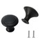 AUXBC 50 Pcs Round Black Cabinet Knobs 30mm Single Hole Mushroom Drawer Handle Pulls Metal for Drawer Closet Dresser Cupboard Wardrobe Door Kitchen with Screws