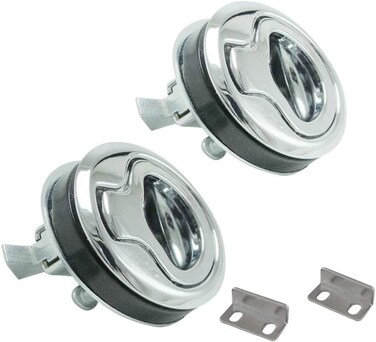 WJSKDQ 2PCS Flush Pull Latch 15 Handle Lift Slam Latch for Boat Deck Door Locker Hatch Cabinet Hardware Marine Hatch Latch Lock Silver