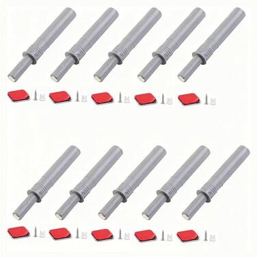 bjsdkff 10PCS Magnetic Push Latches for Cabinet Push to Open Door Latch Gray Soft Quiet Close Closers Plastic Damper Buffer Push for Kitchen Drawer Door