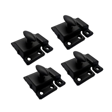 QCAA Oval Turn Cabinet Latch for Cupboard Other Furniture Small Matte Black 4 Pack Made in Taiwan