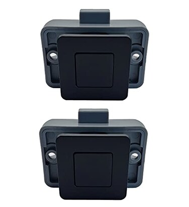 PUROCEAN 2 Sets Metal Push Button Latch Square Push Lock Marine Latch for Boats Yachts Motorhome Caravan RV Campers Cabinet and Cupboard Square Shape Black