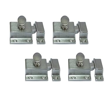QCAA Traditional Large Oval Turn Cabinet Latch Solid Brass 2 for Cupboard Other Furniture Brushed Satin Nickel 4 Pack Made in Taiwan